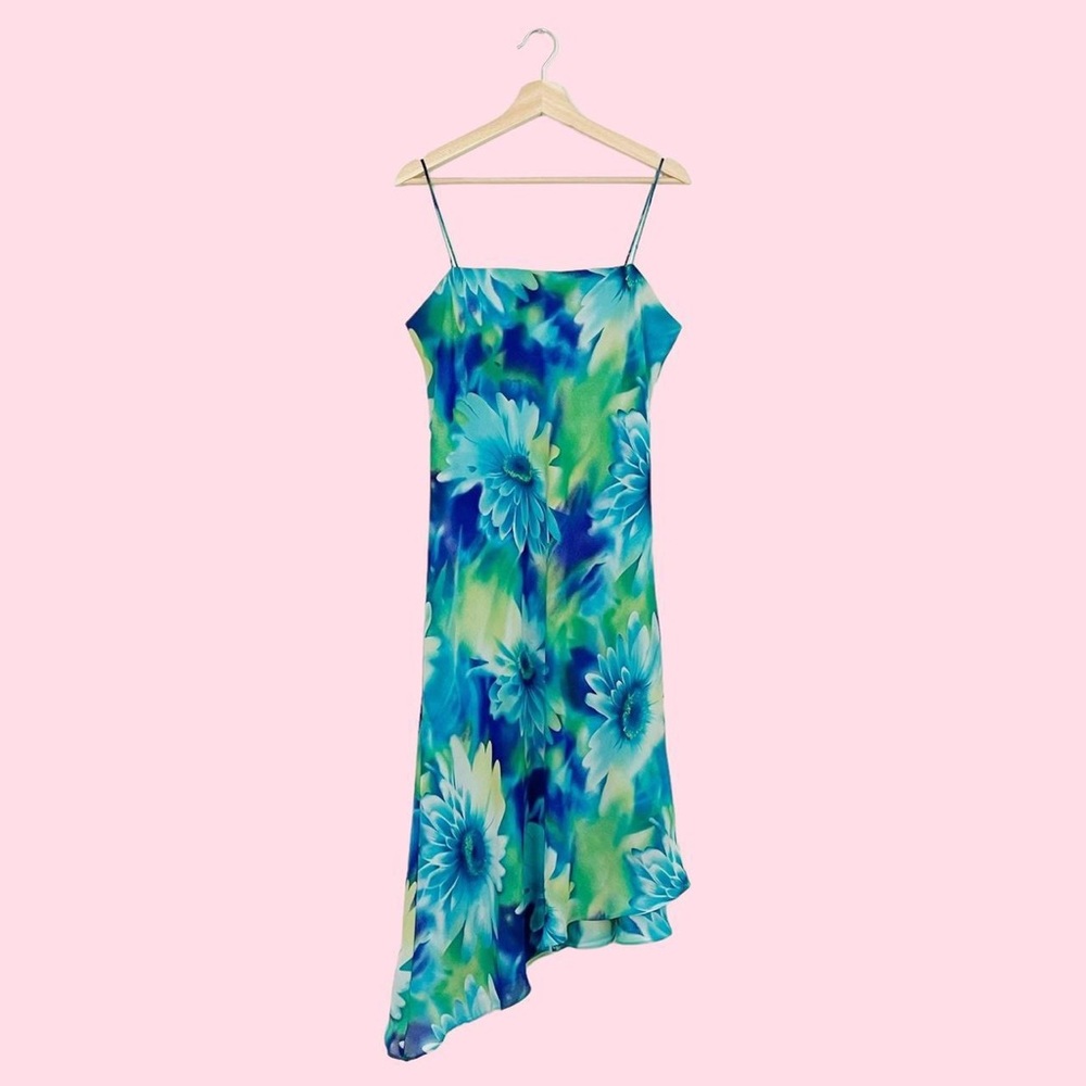 VINTAGE FLORAL ASYMMETRICAL MIDI DRESS